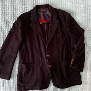 Brooks Brothers navy blue men’s blazer Jacket with Tartan details unlined casual